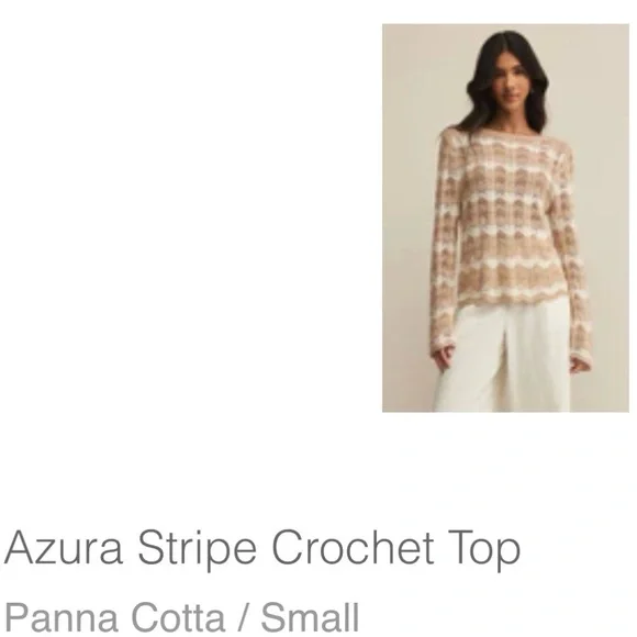 Z Supply Azura stripe crochet top in panda cotta - Picture 3 of 3